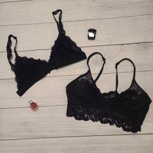 Elegant Black Lace Bralette and Panty Set
